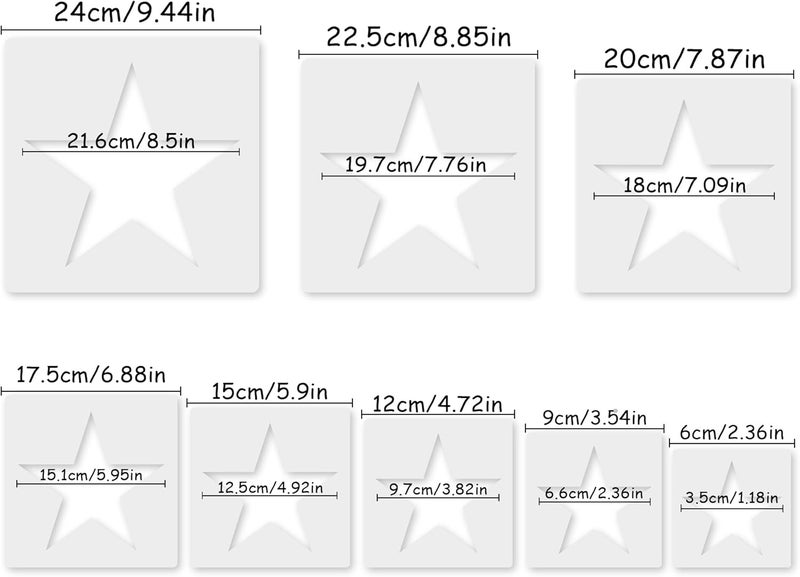krastmon Star Stencil Set - 8 Pcs Different Size Stencils, Large Star Template for Spray Painting & Fabric Walls - Image 2